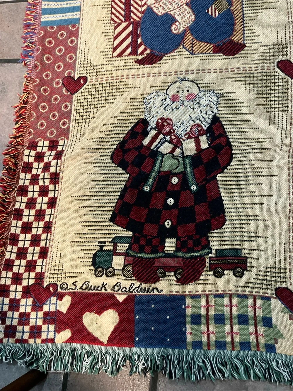O. S. Buck Baldwin Holiday Santa Patchwork Throw Blanket - Multi